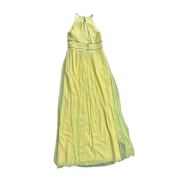 NEW Jenny Packham Lux Chiffon Halter Bridesmaid Gown with Beaded Trim Lemon Drop - Picture 9 of 12